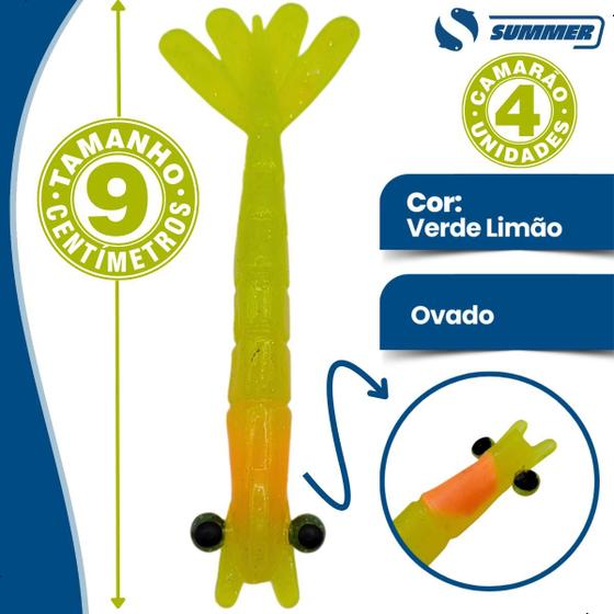 Imagem de Iscas Summer 4 Camarão 9cm Pesca Robalo Tucunaré