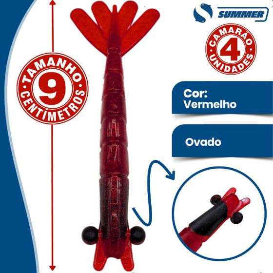 Imagem de Iscas Summer 4 Camarão 9cm Pesca Robalo Tucunaré