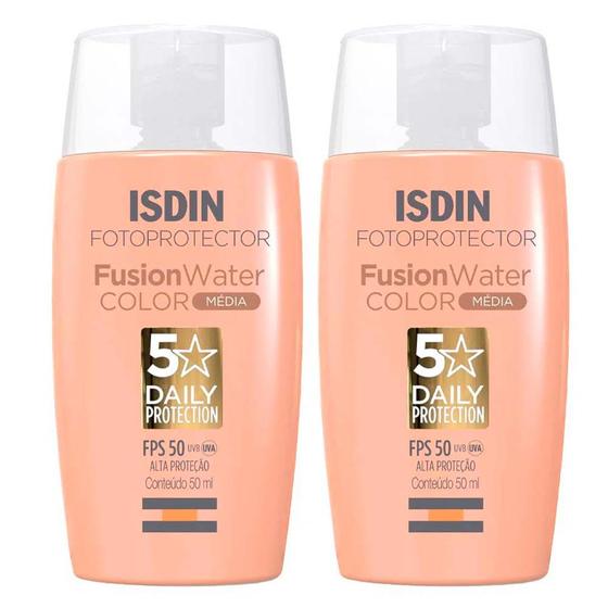 Imagem de Isdin Fusion Water 5 Stars Color Kit com 2 Unidades  Protetor Solar Facial com Cor FPS50  50ml  Média