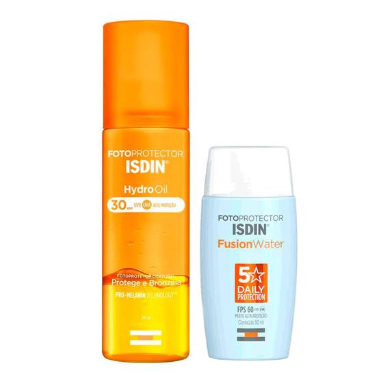 Imagem de Isdin Kit  Protetor Solar Facial Fusion Water 5 Stars FPS60 50ml + Protetor Solar e Bronzeador Corporal HydroOil FPS30 200ml