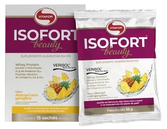 Imagem de Isofort Beauty Whey Protein Abacaxi 25g Vitafor 15 Sachês