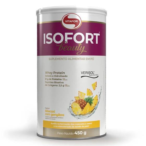 Imagem de Isofort Beauty (Whey Protein e Colágeno Verisol) Abacaxi com Gengibre 450g - Vitafor