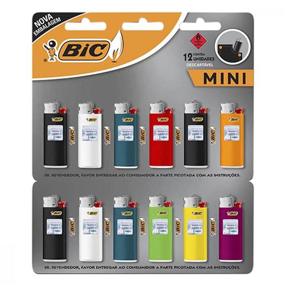 Imagem de Isqueiro A Gas Desc.Mini Bic ./ Kit Com 12 Unidades