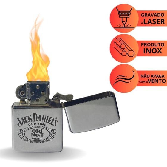 Imagem de Isqueiro cromado tipo zippo clássico aço inox personalizado