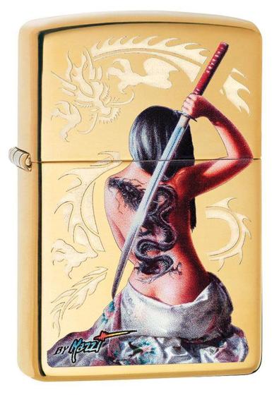 Imagem de Isqueiro de bolso Zippo Mazzi Dragon Girl, latão