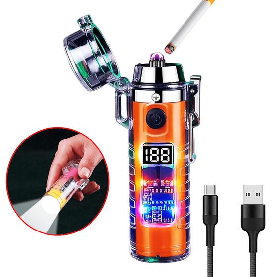 Imagem de Isqueiro Elétrico A Prova De Vento Recarregável Com Lanterna Micro Usb Design Lindo Degradê HB2561