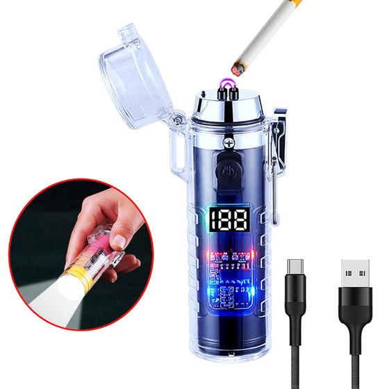 Imagem de Isqueiro Elétrico A Prova De Vento Recarregável Com Lanterna Micro Usb Design Lindo Degradê HB2561