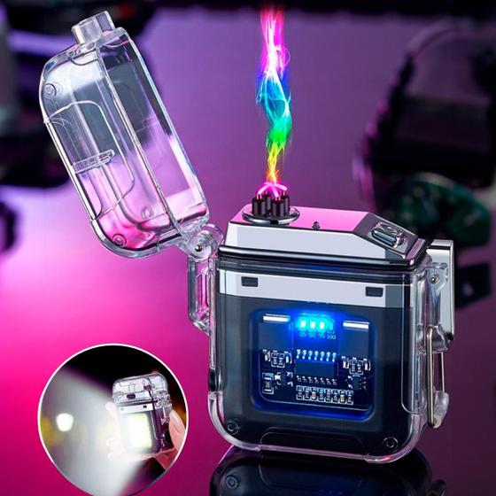 Imagem de Isqueiro Luxo Plasmático LED Super Potente Recarregável à Prova D'água Bivolt