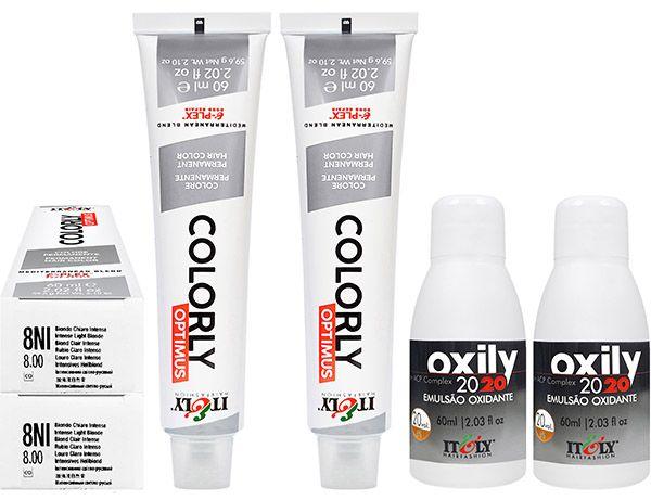 Imagem de Itely  Kit c/2 Tintas Colorly 8NI Louro Claro Intenso 60 ml + 2 Oxily 20 Volumes 60 ml