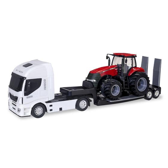 Imagem de Iveco Plataforma C/ Trator Magnum 340 Case Miniatura - Usual Brinquedos