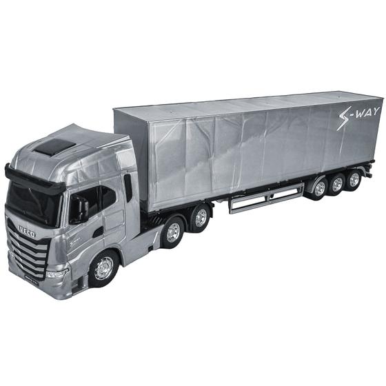 Imagem de Iveco S-way Caminhão Carreta Com Baú Em Várias Cores 1/30 - Usual Brinquedos
