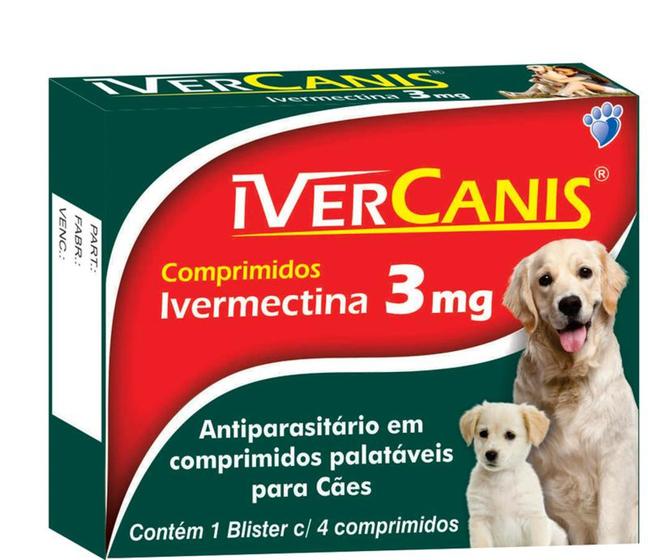 Imagem de Ivercanis Antiparasita 3 mg 4 comprimidos com 12 - Comprenet