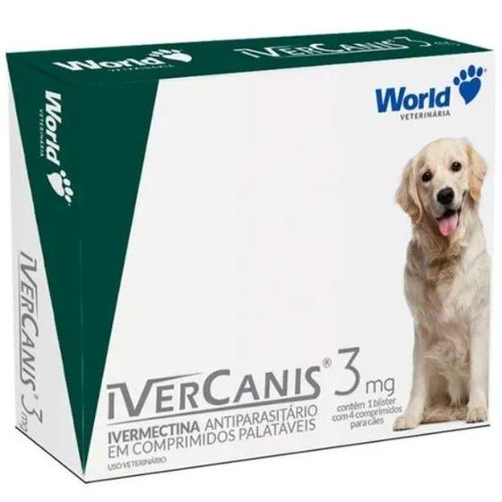 Imagem de Ivercanis para carrapato, pulgas e sarna Ivercanis 3mg C/4 Comprimidos - World