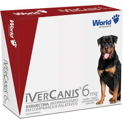 Imagem de Ivercanis para carrapato, pulgas e sarna Ivercanis 6mg C/4 Comprimidos - World