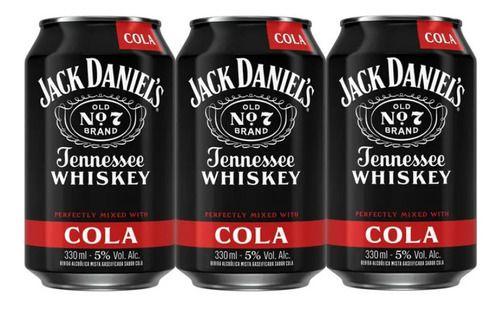 Imagem de Jack Daniels Old Nº 7 Cola Lata 330 Ml - Kit Com 3 Unidades