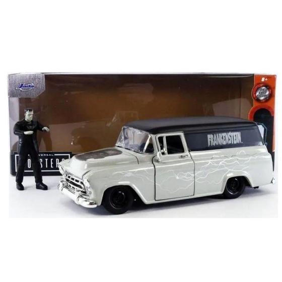 Imagem de Jada Toys Carro Miniatura Chevrolet Suburban 1957 e Frankenstein Universal Monsters Com Boneco 1:24