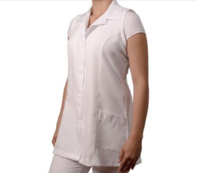 Imagem de Jaleco Feminino Cavado Tecido Gabardine Branco Tamanho P  WM