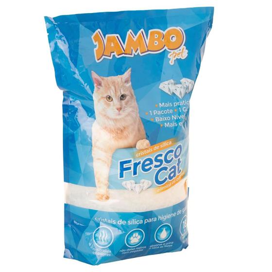 Imagem de JAMBO PET  Areia Higienica para Gato com Cristais de Silica e Cristais Azuis Antiodor  Alta Durabilidade 1,8kg