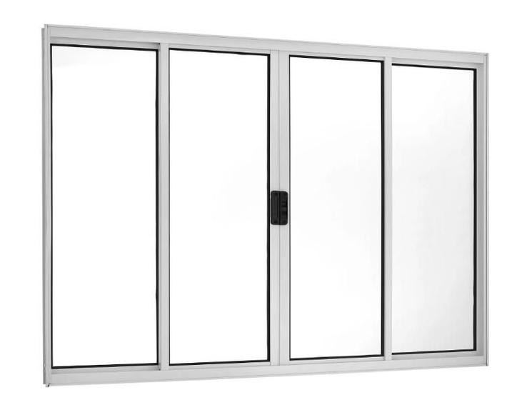Janela 4 folhas sem grade linha modular alumínio branco. Menor preço em Janela 4 folhas sem grade linha modular alumínio branco.