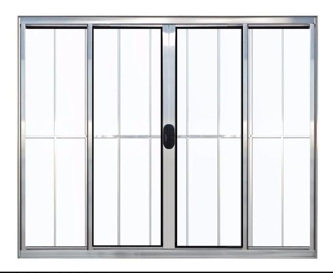 Janela 4 Folhas Vidro c/Grade - Alumínio Brilhante - Linha 18 Modular Menor preço em Janela 4 Folhas Vidro c/Grade - Alumínio Brilhante - Linha 18 Modular