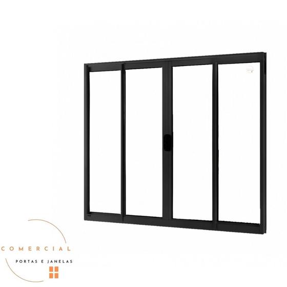 Imagem de Janela 4 folhas vidros 100x120 linha modular alumínio 18 preta