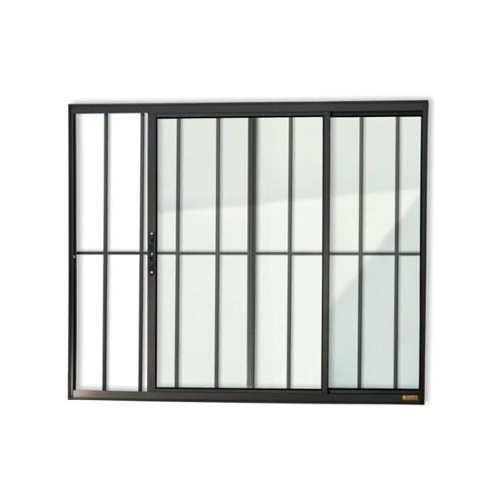 Imagem de Janela Confort 2 Folhas com Grade Vidro Liso 100cm x 80cm Brimak