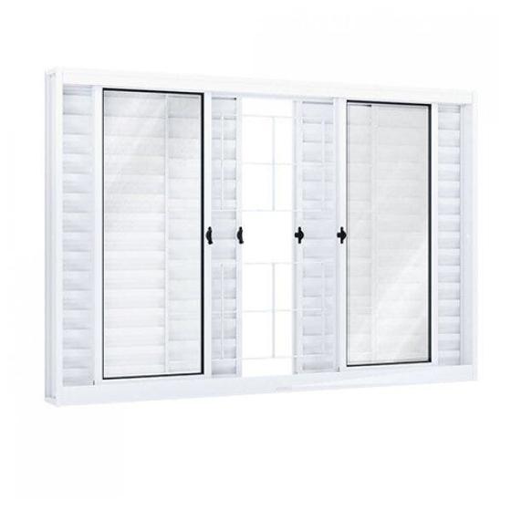 Janela de Aço Veneziana de Correr 100x150cm 6 Folhas com Grade Quadrada Riobras Menor preço em Janela de Aço Veneziana de Correr 100x150cm 6 Folhas com Grade Quadrada Riobras