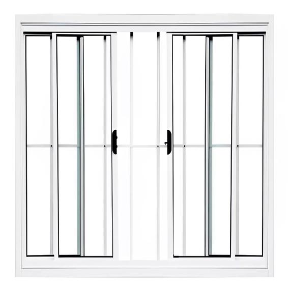 Imagem de Janela de Alumínio Branco Vitro de Correr 4 Folhas Com Grade CMC Modular - 1.20 (L) X 1.00 (A)