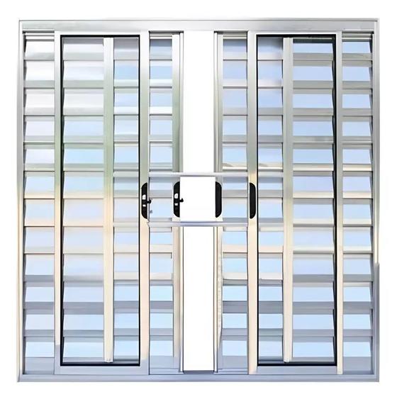 Imagem de Janela de Alumínio Brilhante Veneziana de Correr 6 Folhas Com Grade CMC Modular - 2.00 (L) X 1.20 (A)