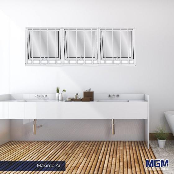 Janela de Alumínio Maxim-ar 40x60cm com Grade e Vidro Mini Boreal Soft MGM Branco Imagem de Janela de Alumínio Maxim-ar 40x60cm com Grade e Vidro Mini Boreal Soft MGM Branco