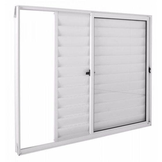 Janela de Alumínio Veneziana 100x100cm 3 Folhas com Vidro Liso Tecno Astra Menor preço em Janela de Alumínio Veneziana 100x100cm 3 Folhas com Vidro Liso Tecno Astra