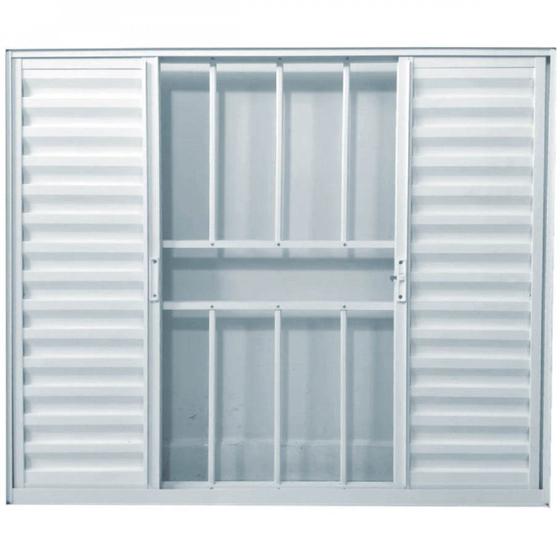 Janela de Alumínio Veneziana 100x120cm 4 Folhas com Grade sem Vidro Soft Plus MGM Imagem de Janela de Alumínio Veneziana 100x120cm 4 Folhas com Grade sem Vidro Soft Plus MGM
