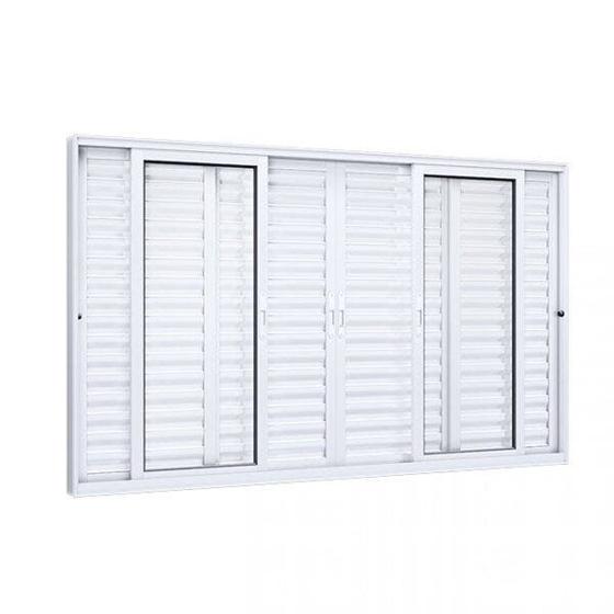 Menor preço em Janela de Alumínio Veneziana 120x200cm 4 Folhas Móveis 2 Fixas com Vidro Lucasa Eccellente
