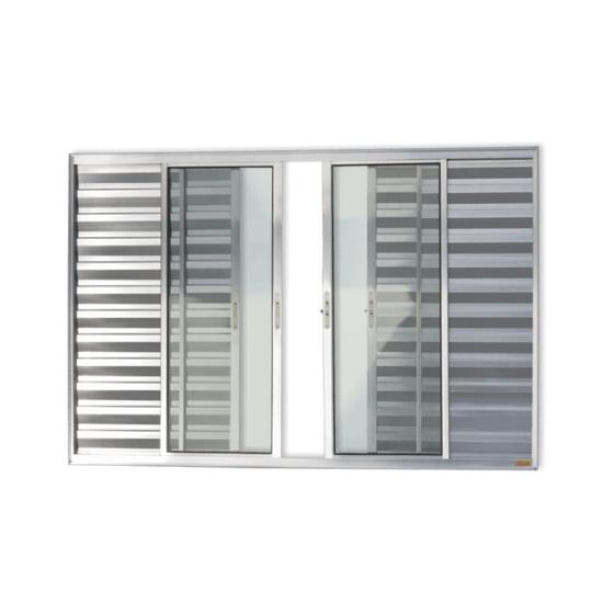 Imagem de Janela de Aluminio Veneziana de Correr 100x150cm 6 Folhas com Vidro Liso Brimak