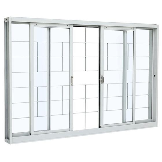 Janela de Correr Aço Sasazaki Kompacta 100x150cm 4 Folhas Branca com Grade Menor preço em Janela de Correr Aço Sasazaki Kompacta 100x150cm 4 Folhas Branca com Grade