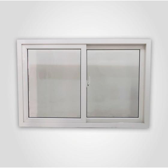 Imagem de Janela de Correr de PVC 2 Folhas com Vidro Simples Fecho Caracol 120x150x7,5cm Multilit Branco