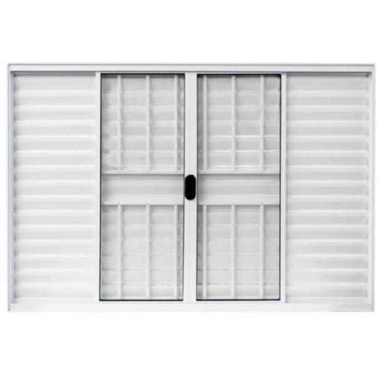 Imagem de janela quarto veneziana de alumínio branco 100x120 6fls C/grade L.18