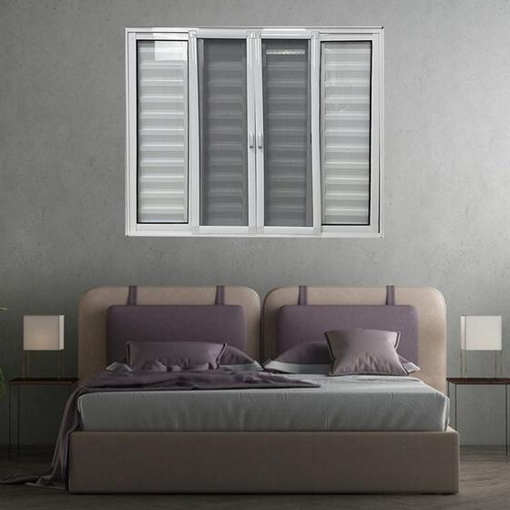 Imagem de Janela Veneziana 6 Folhas com Tela Mosquiteira Linha 25 Branco 100x120