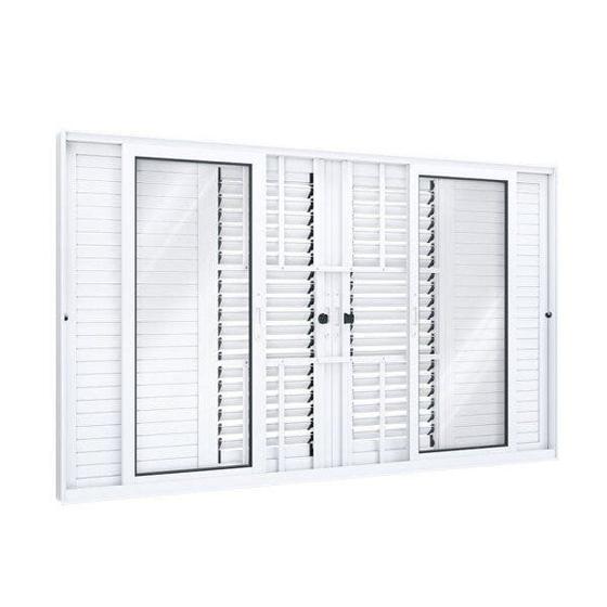 Janela Veneziana Alumínio de Correr Central Flex 4 Folhas Móveis e 2 Fixas com Grade Lucasa Eccellen Menor preço em Janela Veneziana Alumínio de Correr Central Flex 4 Folhas Móveis e 2 Fixas com Grade Lucasa Eccellen