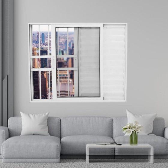 Imagem de Janela Veneziana de Alumínio 3 Folhas 100 X 120cm com Grade Linha 25 Esquadrias Bergamo