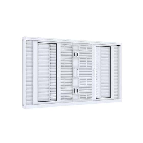 Imagem de Janela Veneziana de Correr Central Flex 6 Folhas Grade Quadrada Lucasa Facilita 120cmx150cm