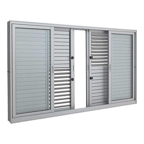 Imagem de Janela Veneziana Multiflex em Alumínio 100 x 150 x 14 cm 6 Folhas Aluminium Sasazaki