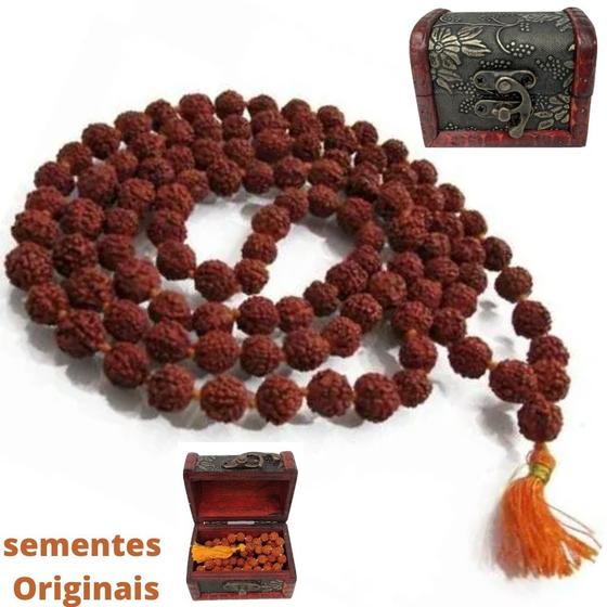 Imagem de JapaMala Com  108 Contas Rudraksha Hindu + Caixinha