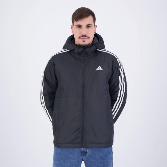 Jaqueta Adidas Puffer Essentials 3 Stripes Preta Menor preço em Jaqueta Adidas Puffer Essentials 3 Stripes Preta