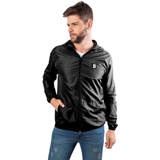 Imagem de Jaqueta Corta Vento Aerre Masculina Adulto Lisa Com Capuz Estilosa De Inverno Com Zíper Sem Forro