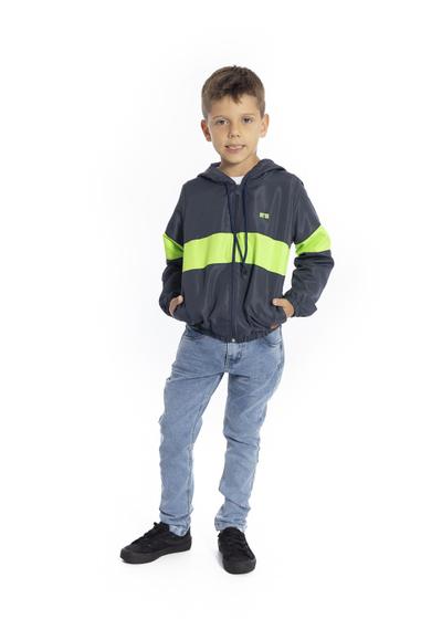 Imagem de Jaqueta Corta Vento Infantil Masculina Azul Marinho c/ Verde Neon