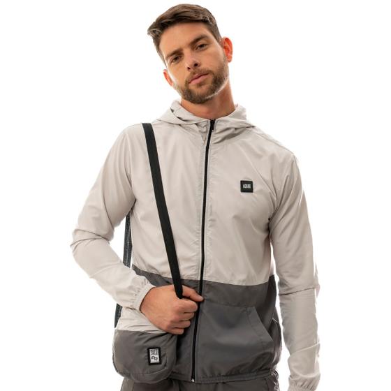 Imagem de Jaqueta Corta Vento Sem Forro Masculina Com Capuz Resistente a Água Com Shoulder Bag Plus Size