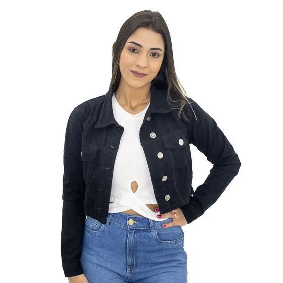 Imagem de Jaqueta Cropped Sarja com Botões Feminina You Jeans Preta