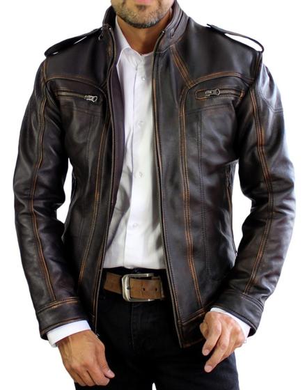 Jaqueta De Couro Cafe Jaqueta De Couro Masculina Cafe Racer
