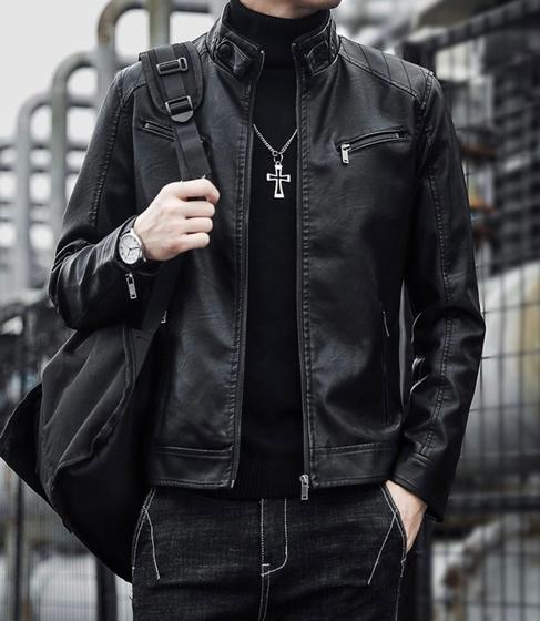 Sale Jaqueta Jaqueta De Couro Masculina Dafiti Couro Preta